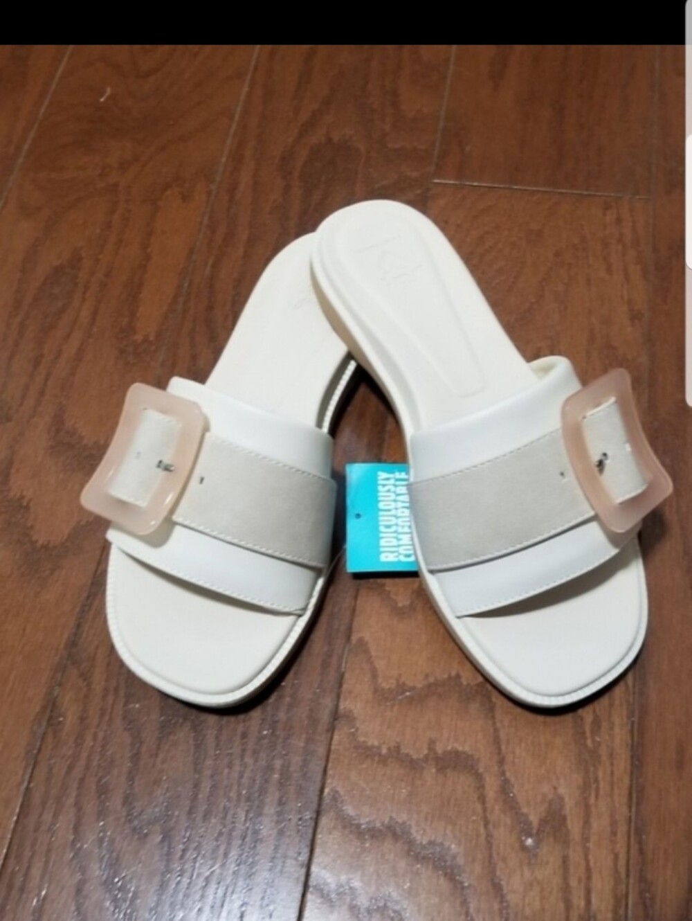NEW! Reef Neutral Ivory Slide Sandals with Decorative Buckle Sz 8 NWT - Picture 5 of 8
